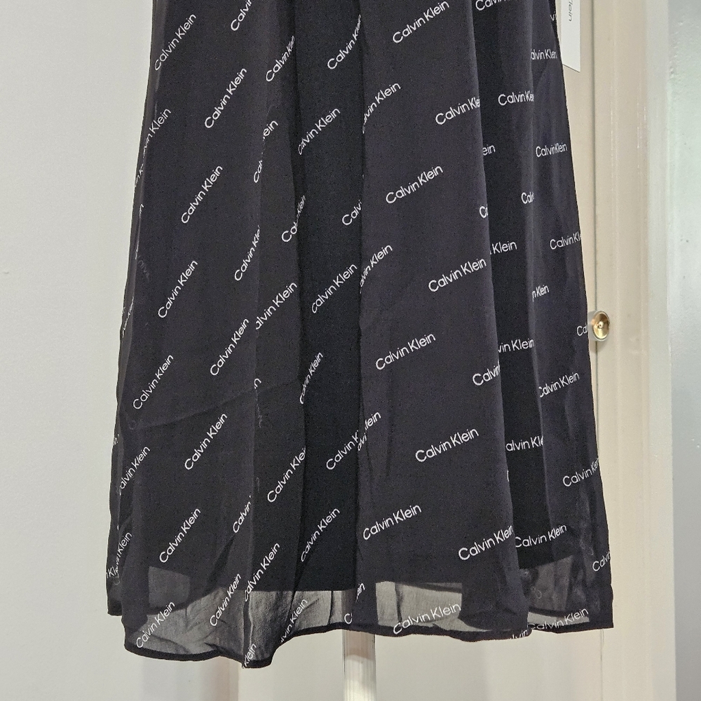 Calvin Klein Women's Logo Chiffon Tie Neck Shift Dress‎ Size:2 NWT - Picture 7 of 10